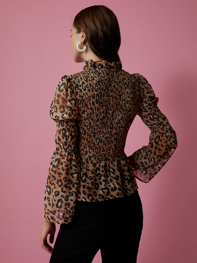 Callie Leopard Print Smocked Top by KITRI Studio