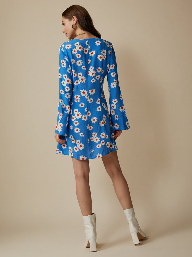 Caroline Blue Daisy Mini Dress by KITRI Studio