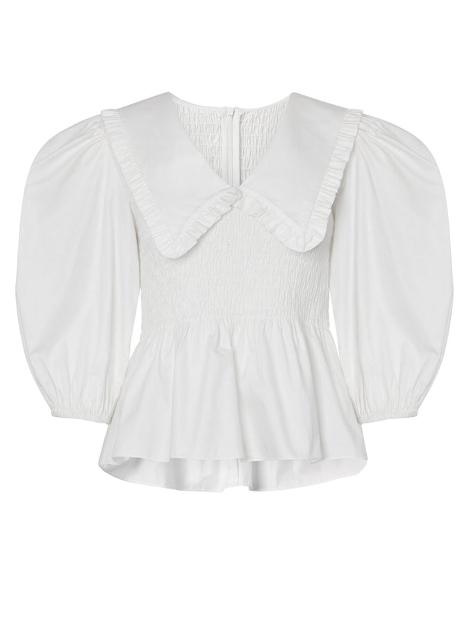 Eleanor Frill Collar White Cotton Top by KITRI Studio