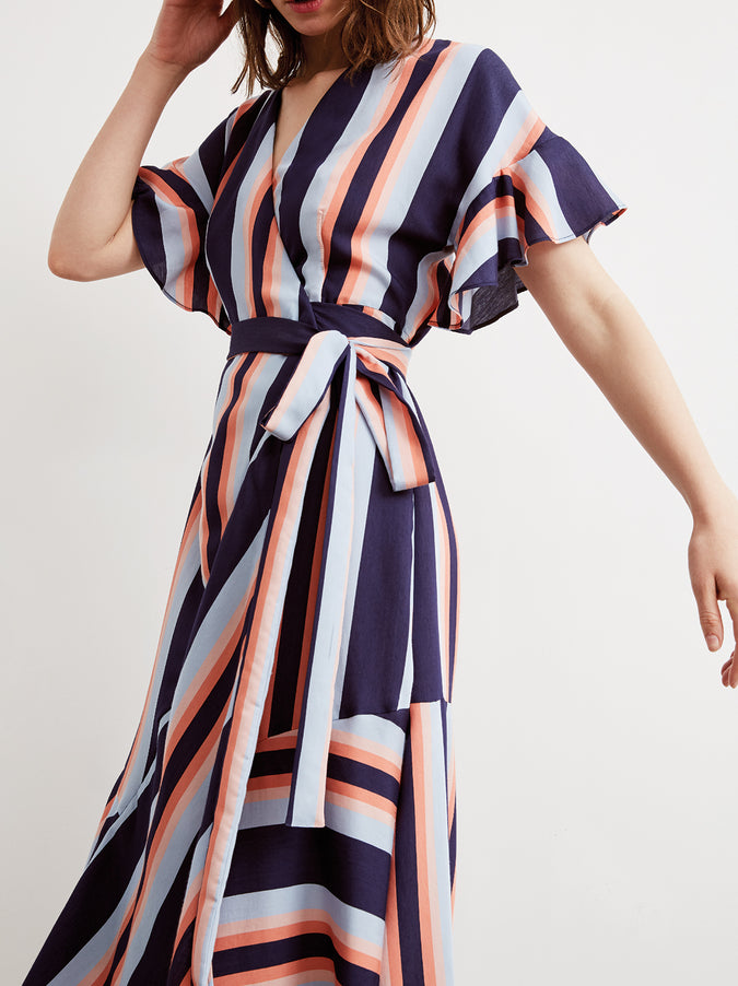 Eliana Striped Wrap Dress by KITRI Studio