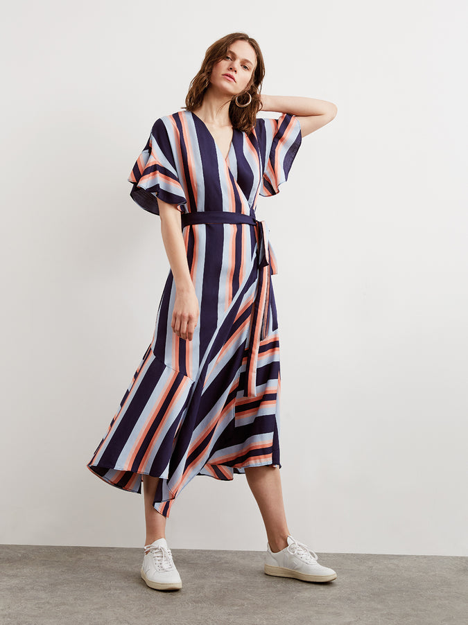 Eliana Striped Wrap Dress by KITRI Studio