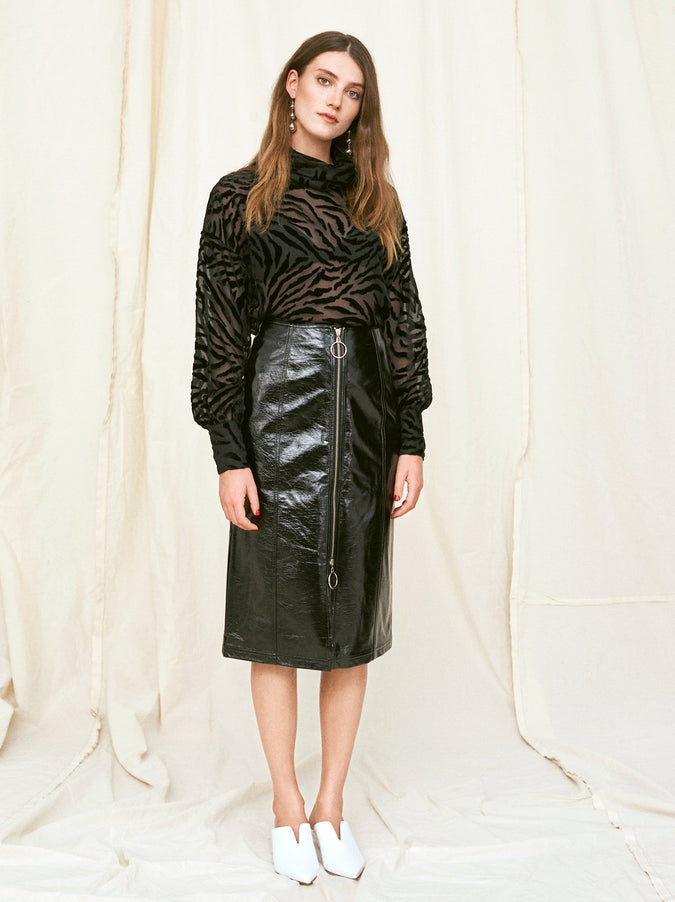 Fernanda Vinyl Midi Skirt