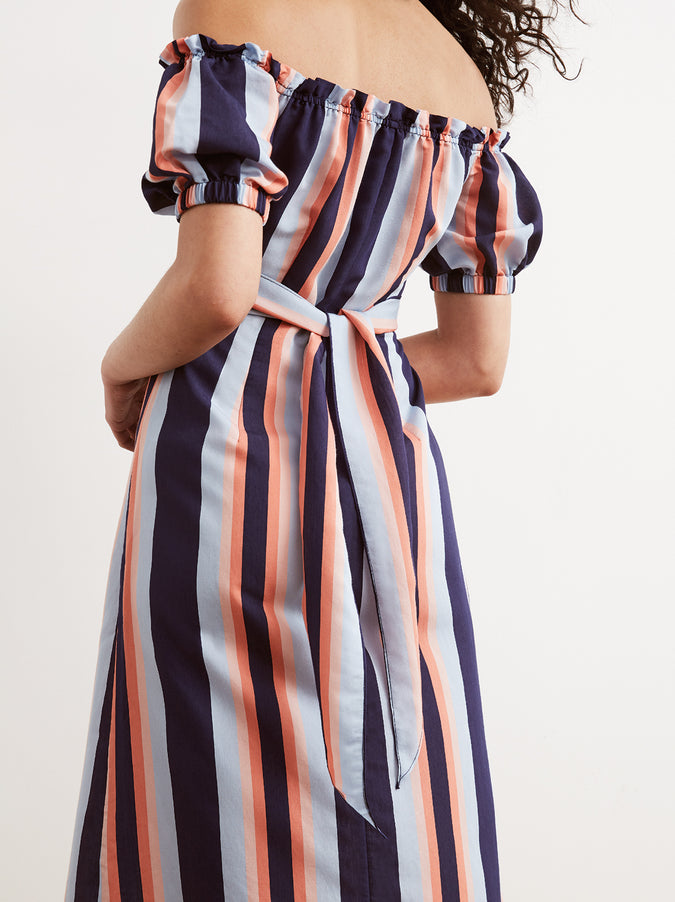 Gloria Striped Cotton Bardot Summer Dress by KITRI Studio