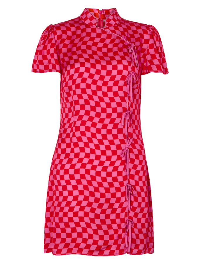 Harlow Pink Checker Mini Dress by KITRI Studio