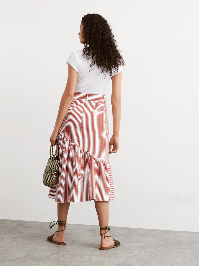 Isla Striped Cotton Midi Skirt by KITRI Studio