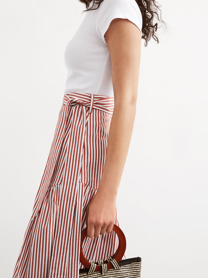 Isla Striped Cotton Midi Skirt by KITRI Studio