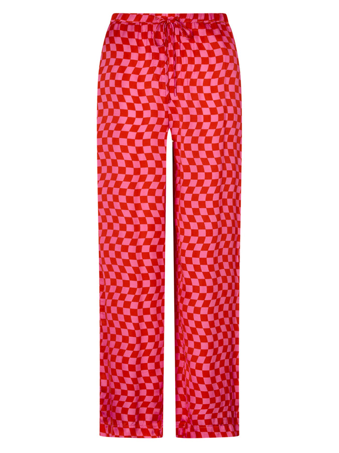 Kent Pink Checker Drawstring Trousers by KITRI Studio