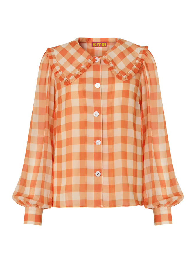 Laura Frill Collar Gingham Top by KITRI Studio
