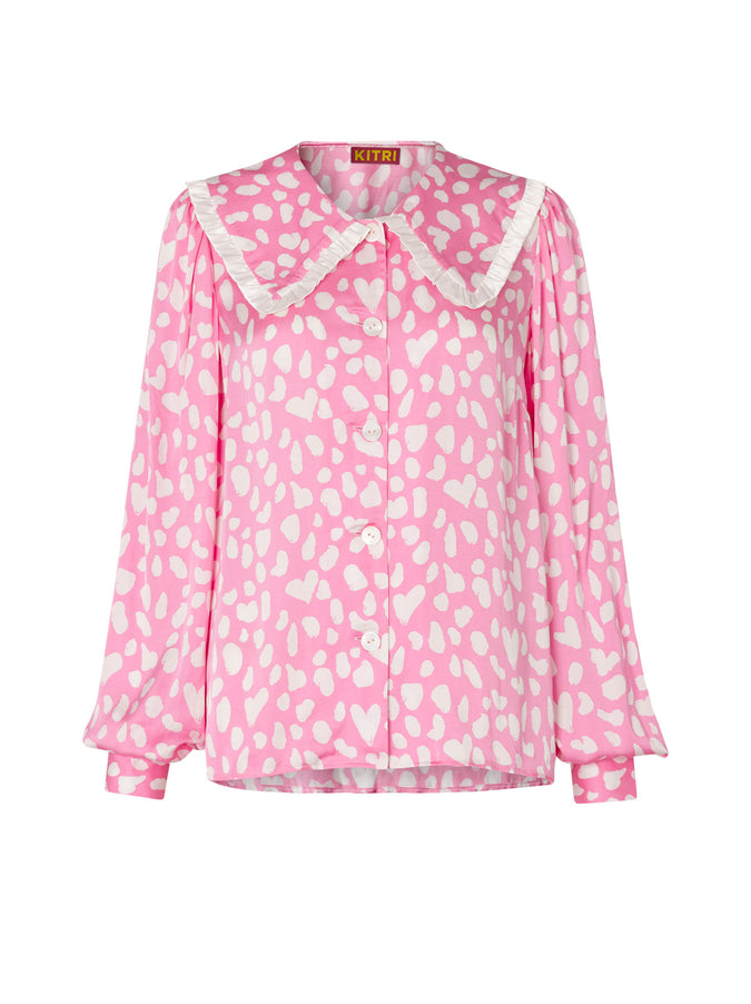 Laura Pink Animal Frill Collar Top by KITRI Studio