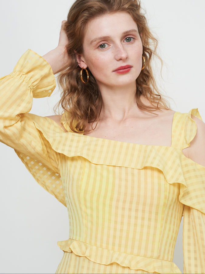 Layla Yellow Frill Sun Dress by KITRI Studio