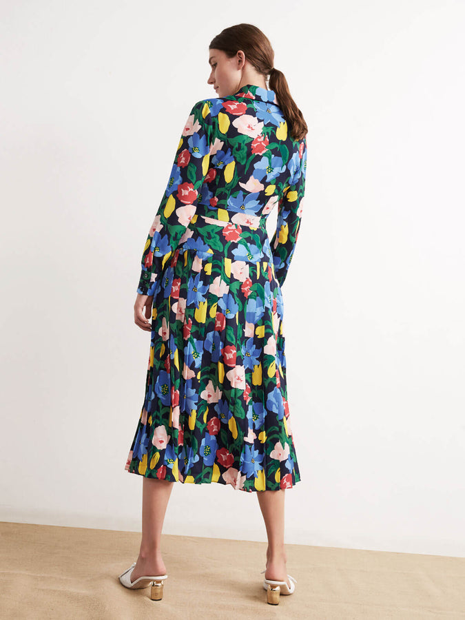 Liana Floral Print Pleated Midi Shirt Dress by KITRI Studio
