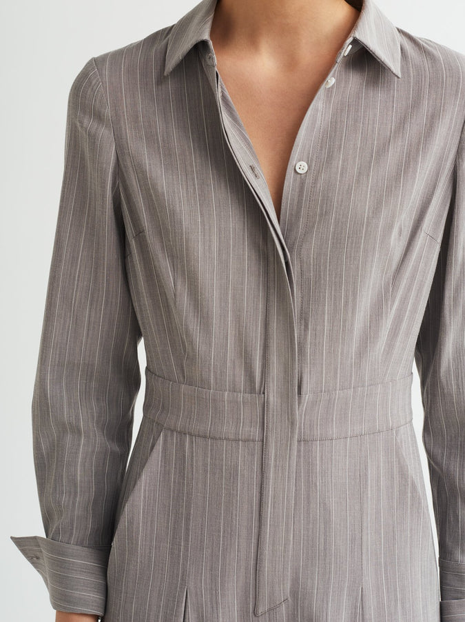 Lorna Grey Pinstripe Tailored Jumpsuit by KITRI Studio