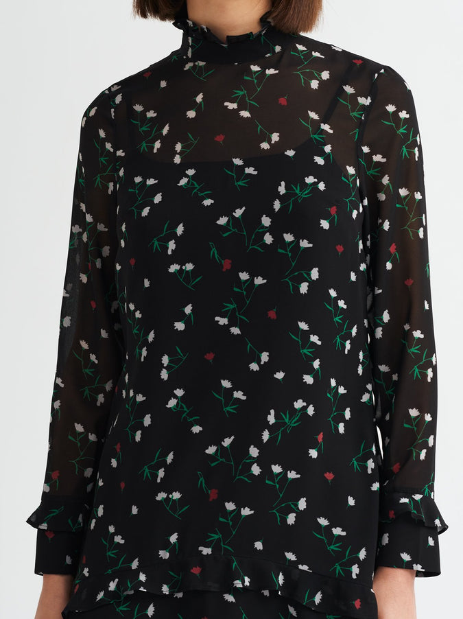 Luna Frilled Floral Print Peplum Tunic Dress by KITRI Studio