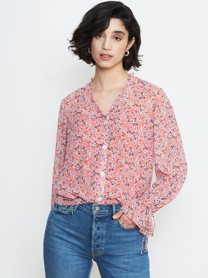 Magri Ditsy Print Tie Cuff Blouse by KITRI Studio