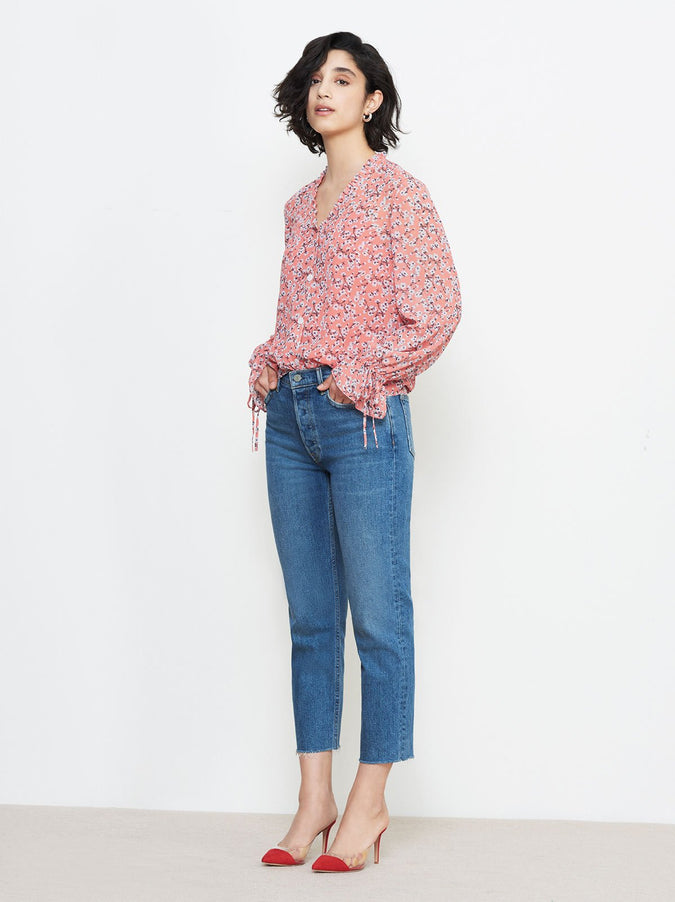 Magri Ditsy Print Tie Cuff Blouse by KITRI Studio