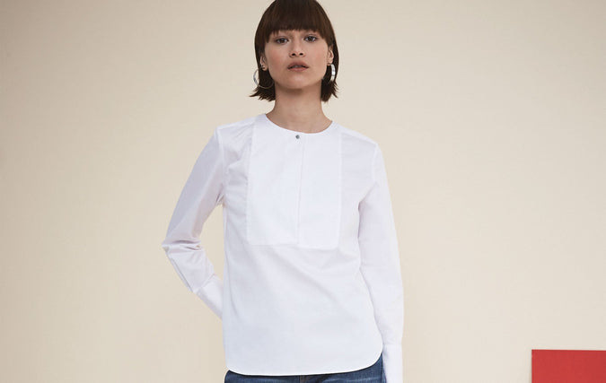 Margot White Tuxedo Shirt