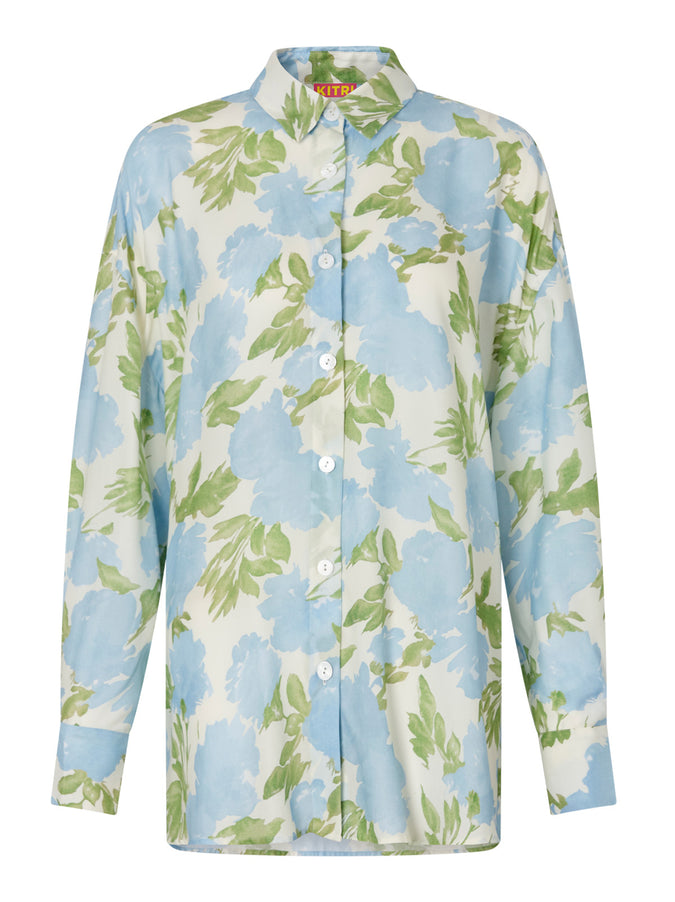 Mariana Blue Floral Boyfriend Shirt by KITRI Studio