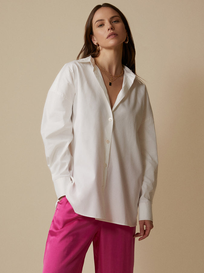 Mariana Ivory Boyfriend Shirt by KITRI Studio