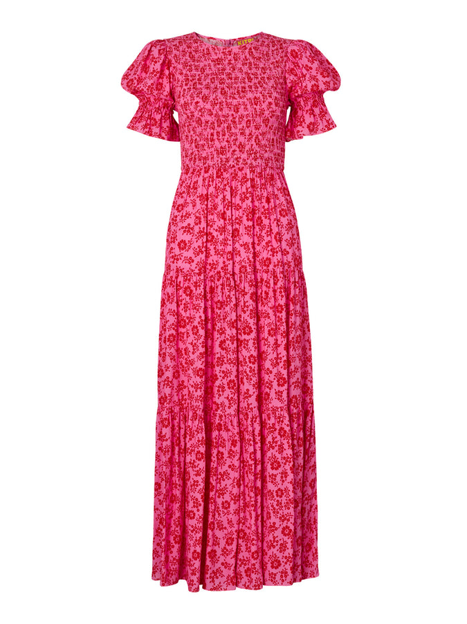 Persephone Shirred Pink Floral Dress by KITRI Studio