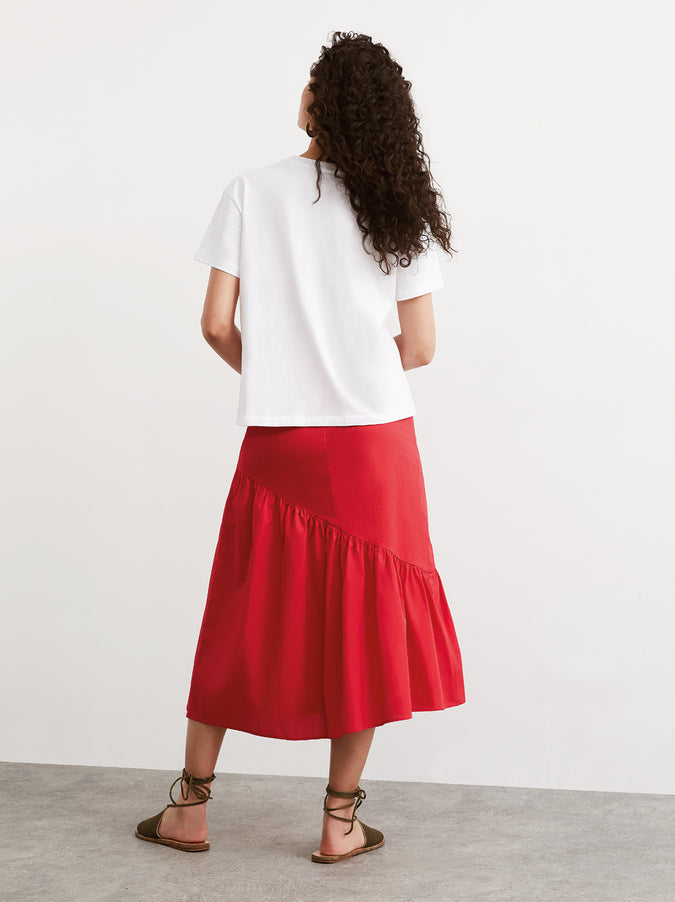 Tuscany White Cotton Printed Crew Neck T-shirt by KITRI Studio