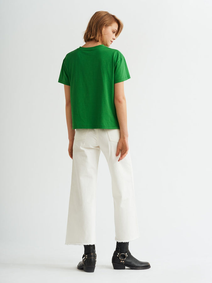 Yeehaw Printed Green Cotton T-shirt by KITRI Studio