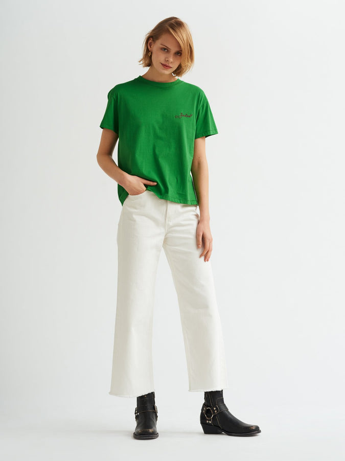 Yeehaw Printed Green Cotton T-shirt by KITRI Studio