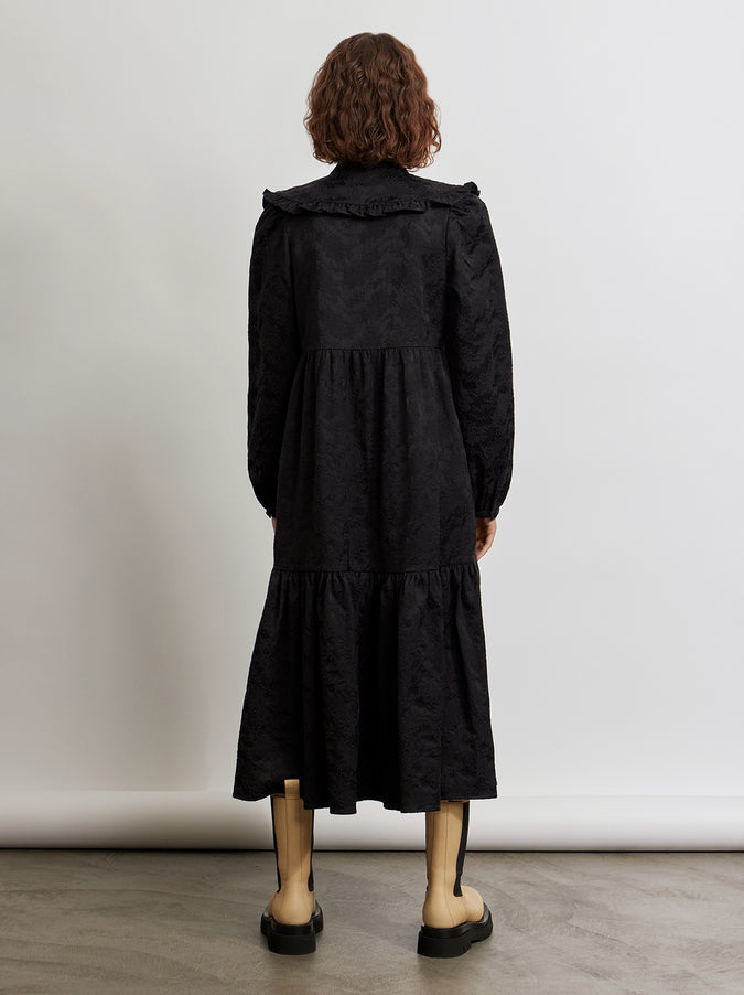 Carmela Black Jacquard Maxi Dress by KITRI Studio