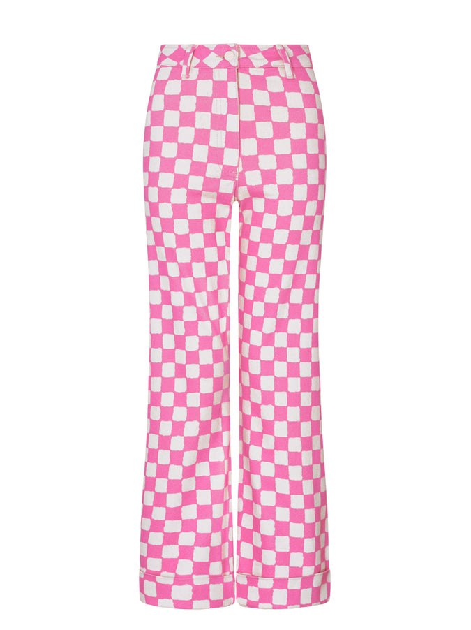 Olive Pink Checker Trousers by KITRI Studio