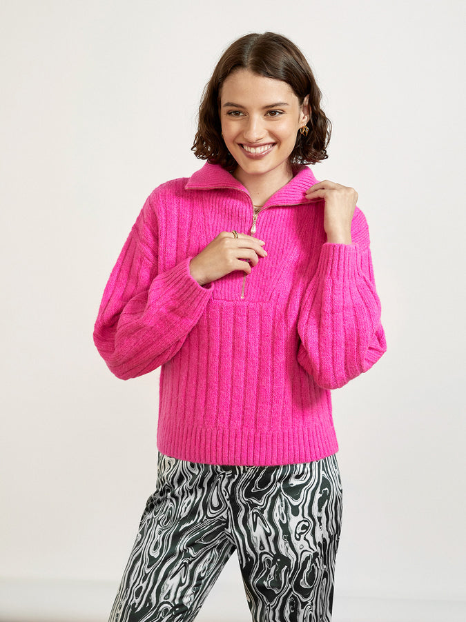 Kai Pink Quarter Zip Jumper by KITRI Studio