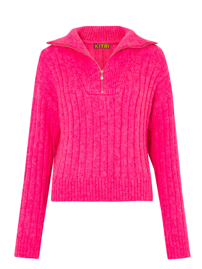 Kai Pink Quarter Zip Jumper by KITRI Studio