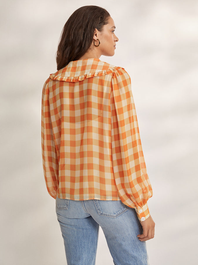 Laura Frill Collar Gingham Top by KITRI Studio