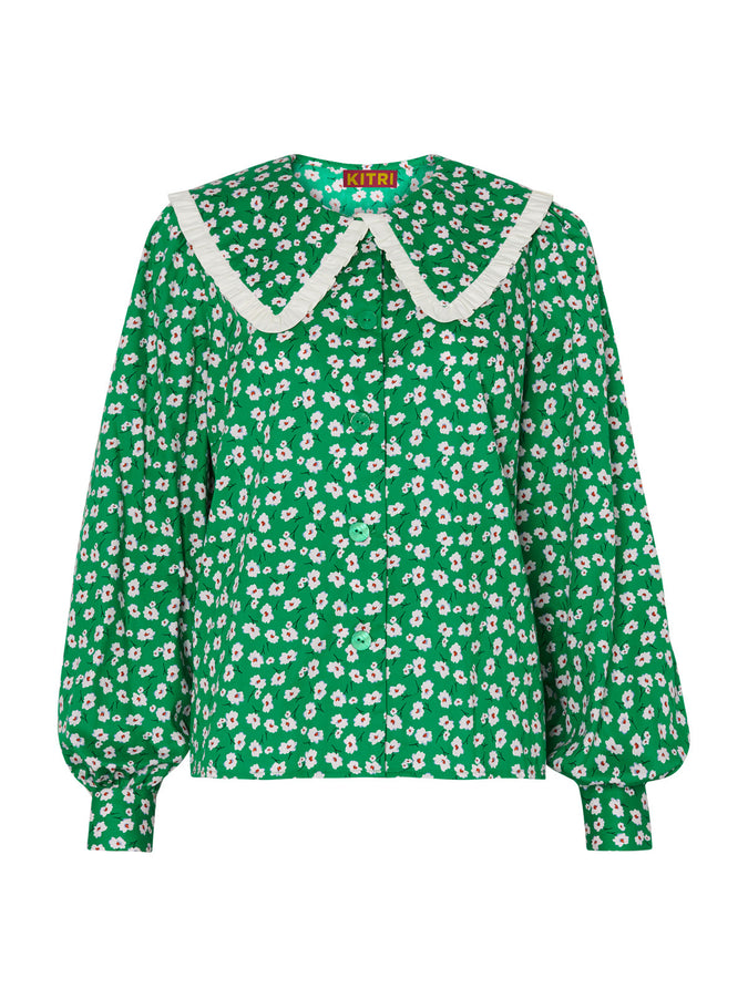 Laura Green Floral Frill Collar Top by KITRI Studio