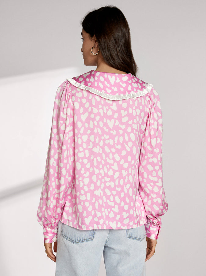 Laura Pink Animal Frill Collar Top by KITRI Studio
