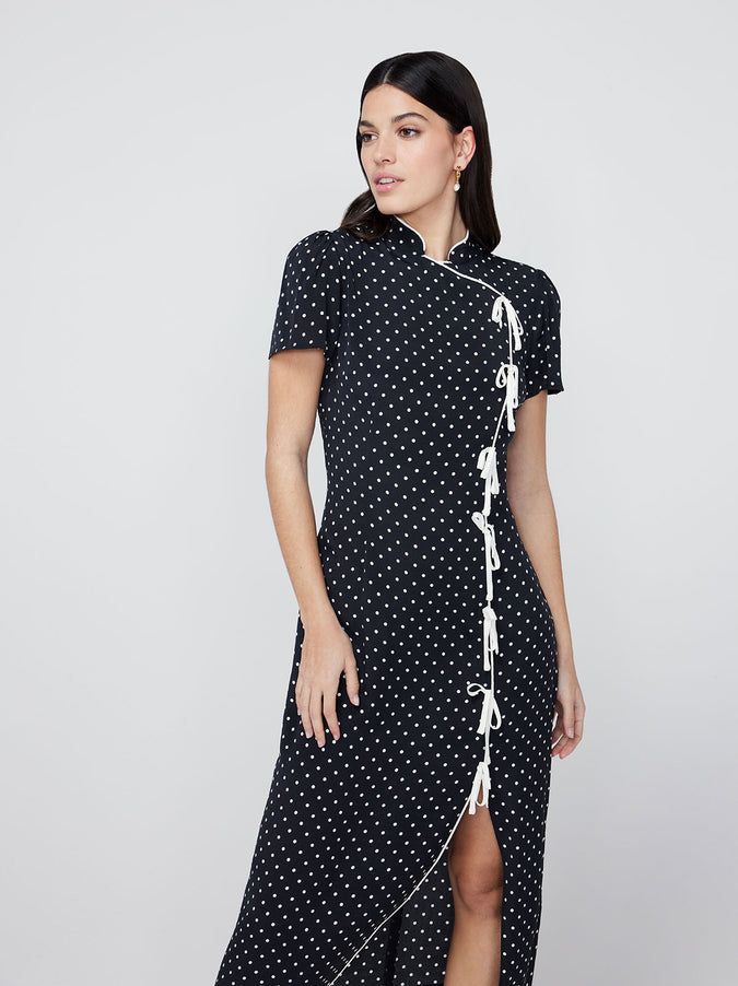 Leia Black Polka Dot Midi Dress by KITRI Studio