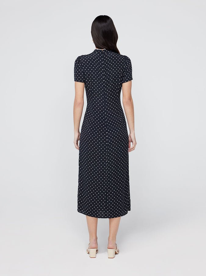 Leia Black Polka Dot Midi Dress by KITRI Studio