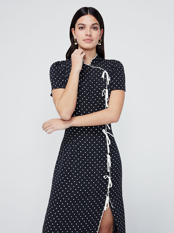 Leia Black Polka Dot Midi Dress by KITRI Studio