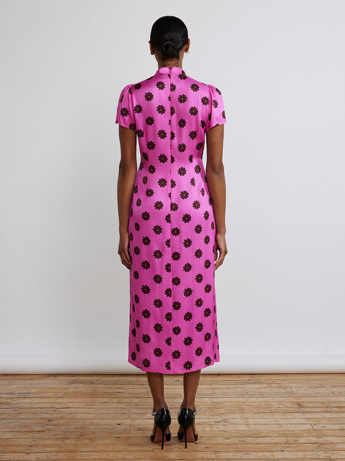 Leia Pink Retro Floral Dress by KITRI Studio
