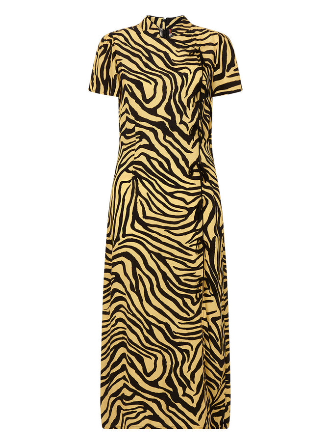 Leia Yellow Zebra Print Midi Dress by KITRI Studio