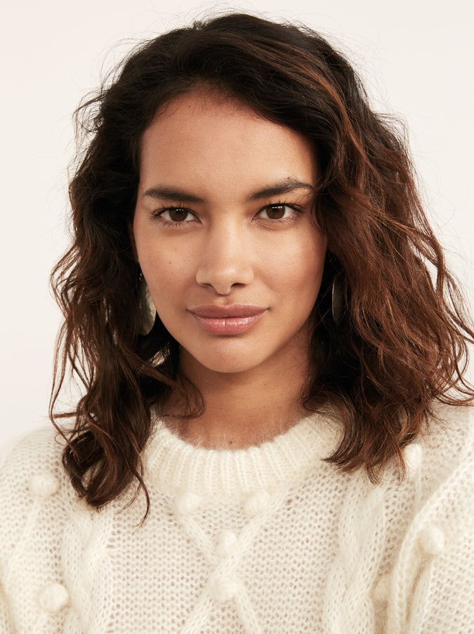Leith White Mohair Cable Jumper