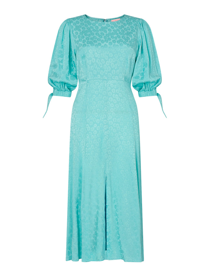 Lorelle Mint Daisy Jacquard Midi Dress by KITRI Studio