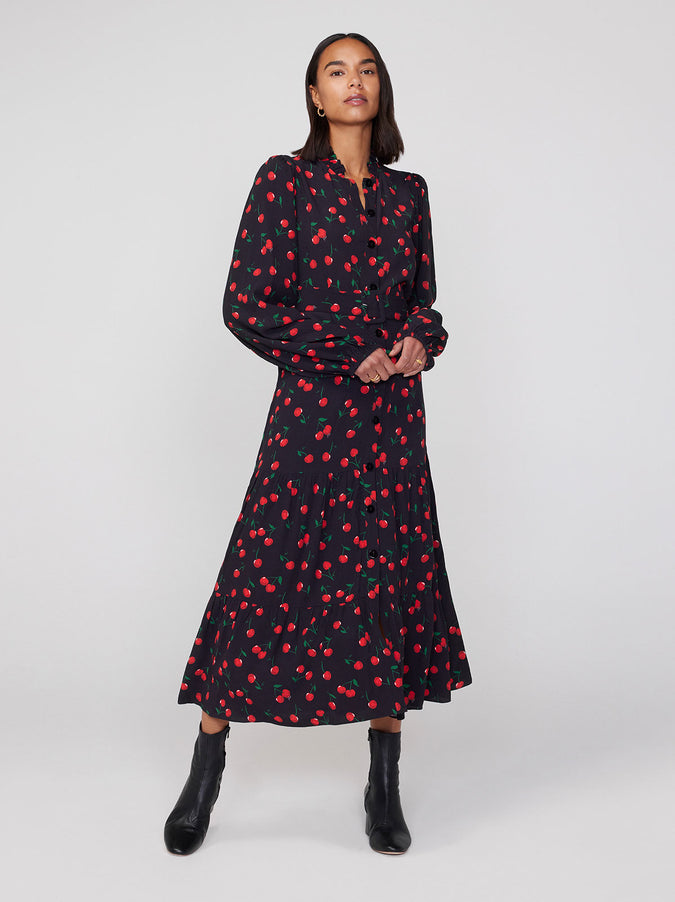 Lori Black Cherry Shirt Dress by KITRI Studio by KITRI Studio