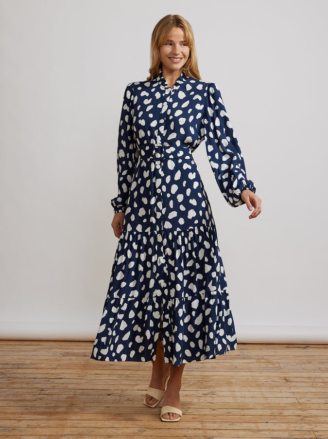 Lori Navy Animal Spot Dress