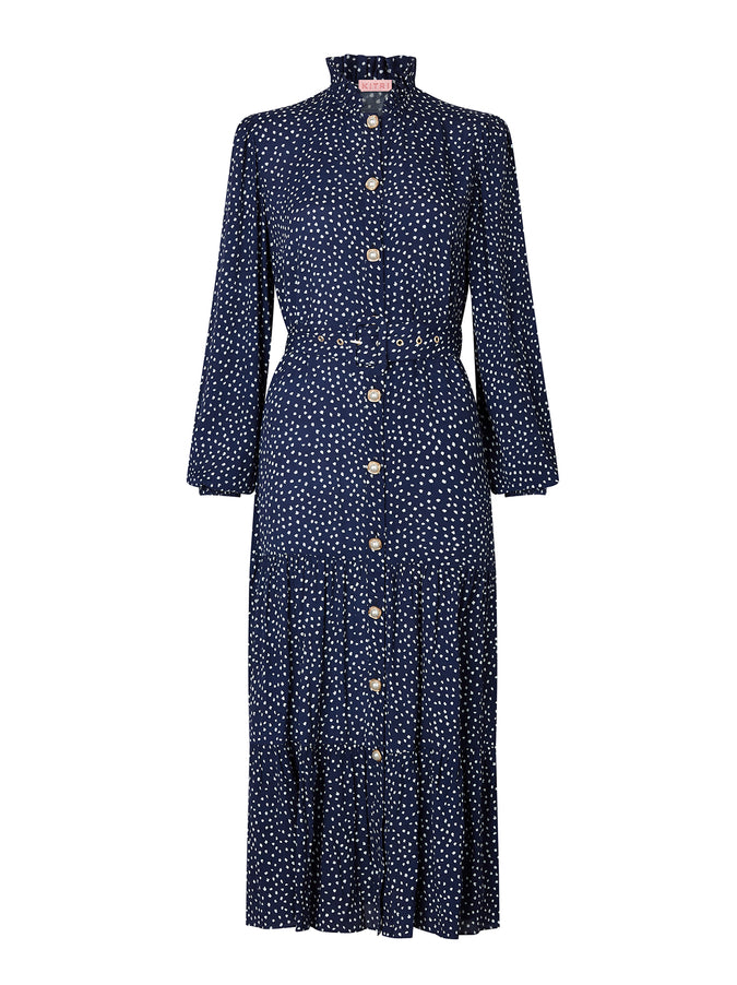 Lori Navy Polka Dot Shirt Dress