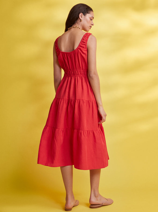 Lucia Red Linen Dress by KITRI Studio