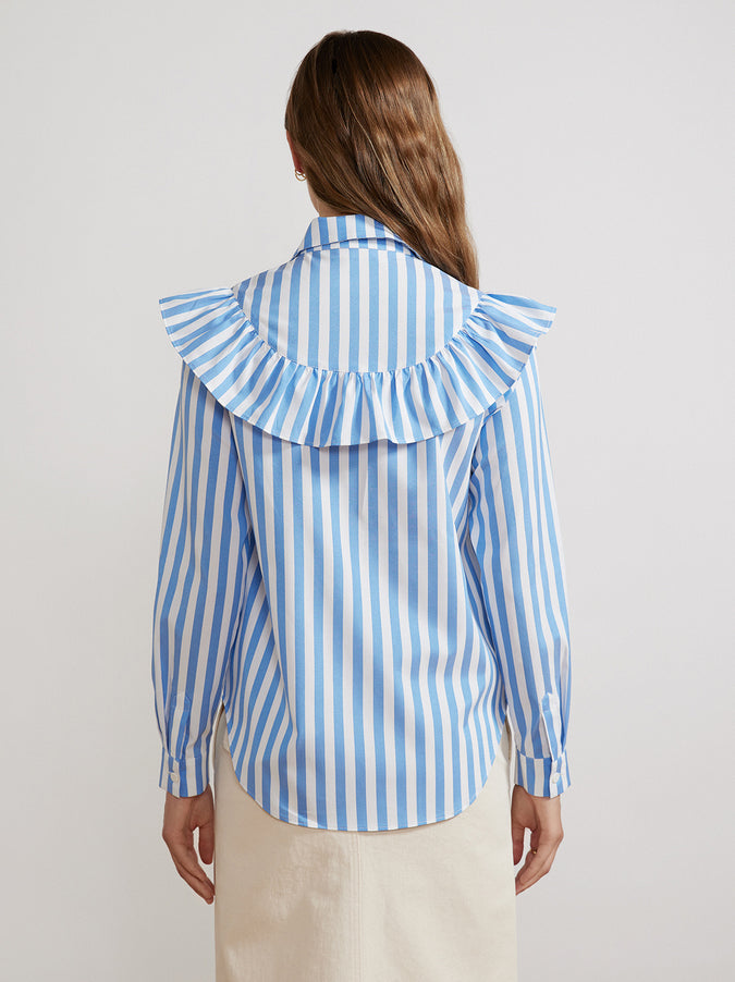 Lucinda Blue Stripe Frill Shirt