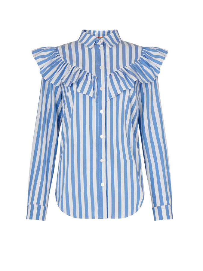Lucinda Blue Stripe Frill Shirt