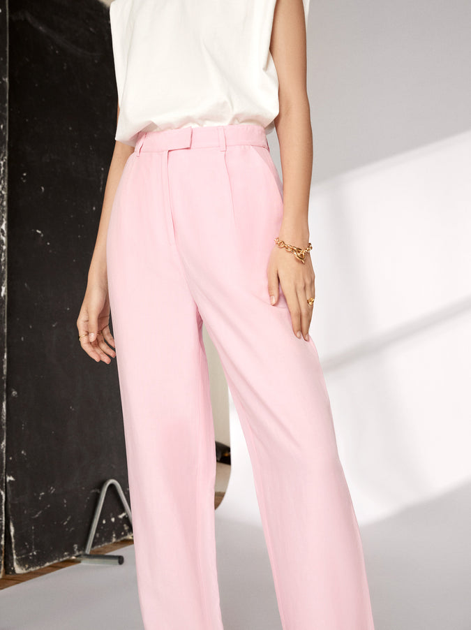 Lupeta Pink Linen Trousers by KITRI Studio
