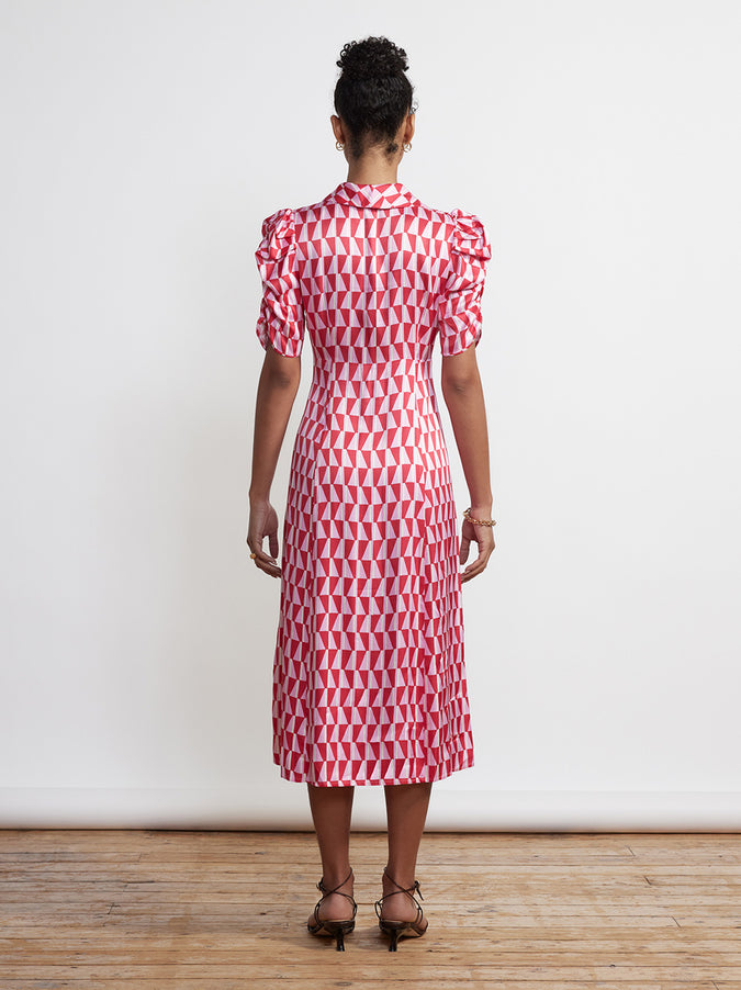 Maguire Pink Tile Print Midi Dress by KITRI Studio