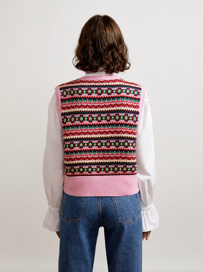 Makenzie Fairisle V-Neck Vest by KITRI Studio