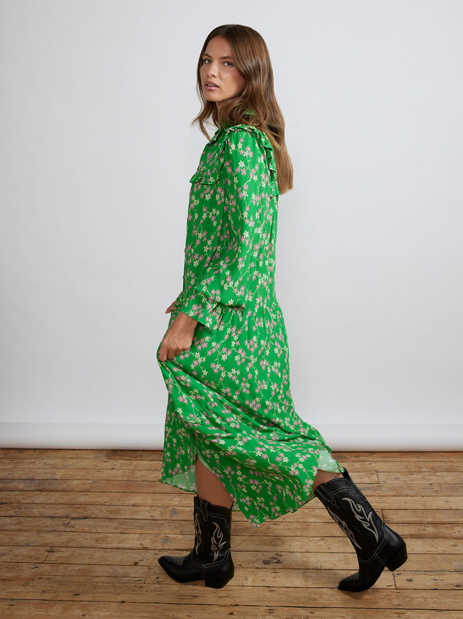 Mandy Green Floral Shirt Dress by KITRI Studio